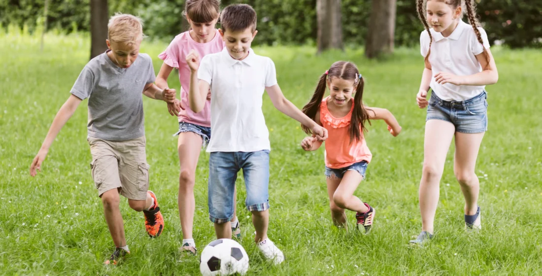 football playing kids
