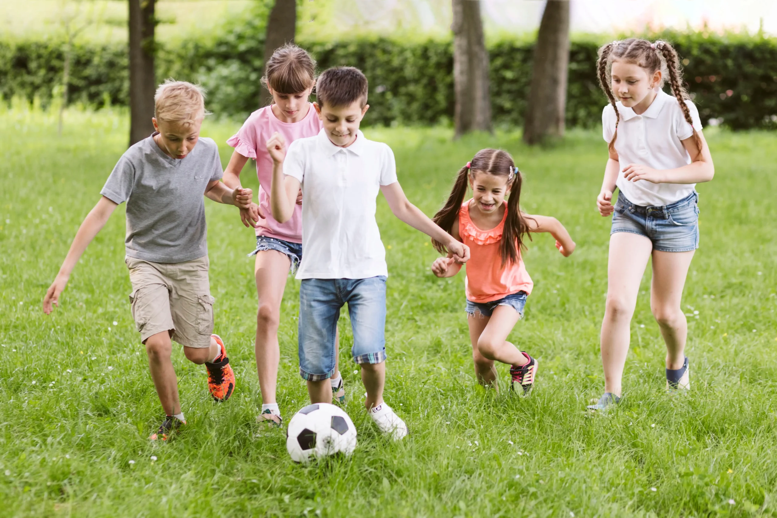 football playing kids
